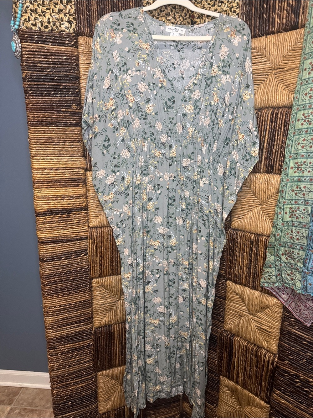 NATURAL LIFE Sage Blue Floral Maxi Dress